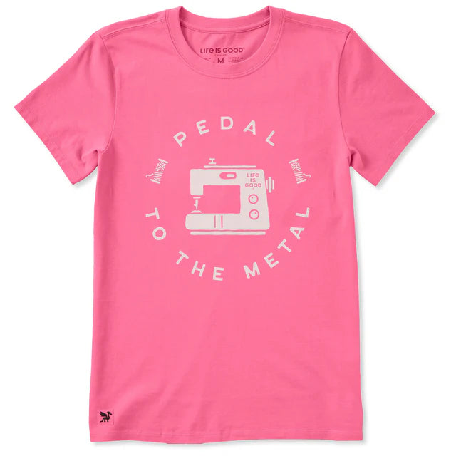 Women's Pedal to the Metal Sewing Machine Circle Short Sleeve Crusher Tee