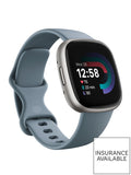 Versa 4 Fitness Smartwatch - built-in GPS, 6-day battery life, Android & iOS compatible - Waterfall Blue/Platinum Aluminium