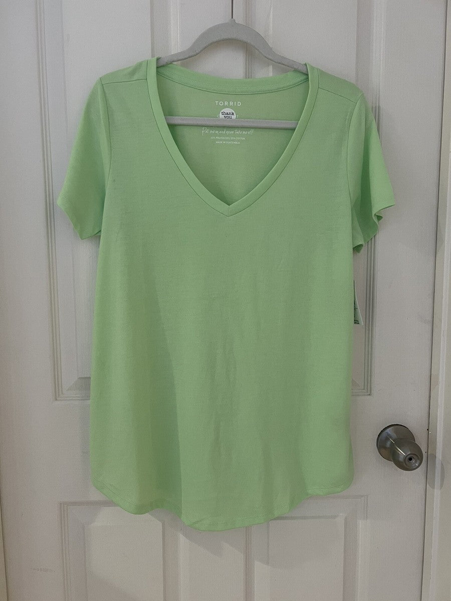 V-neck Paradise Green T-Shirt Tee Blouse